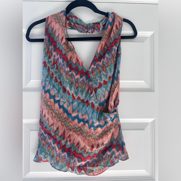 Haute Hippie Tops - Haute Hippie Silk Georgette Multicolor Halter Top Small